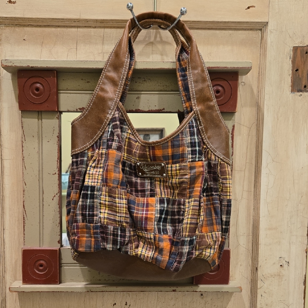 UNIONBAY Women's Patchwork Shoulder Bag - Brown and Orange